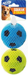 Blue and Green 3 Inch Dog Soccer Ball Toy Two Pack B591