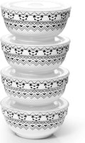 4 Pack 22 oz Porcelain Ceramic Bowls with Lid I3424
