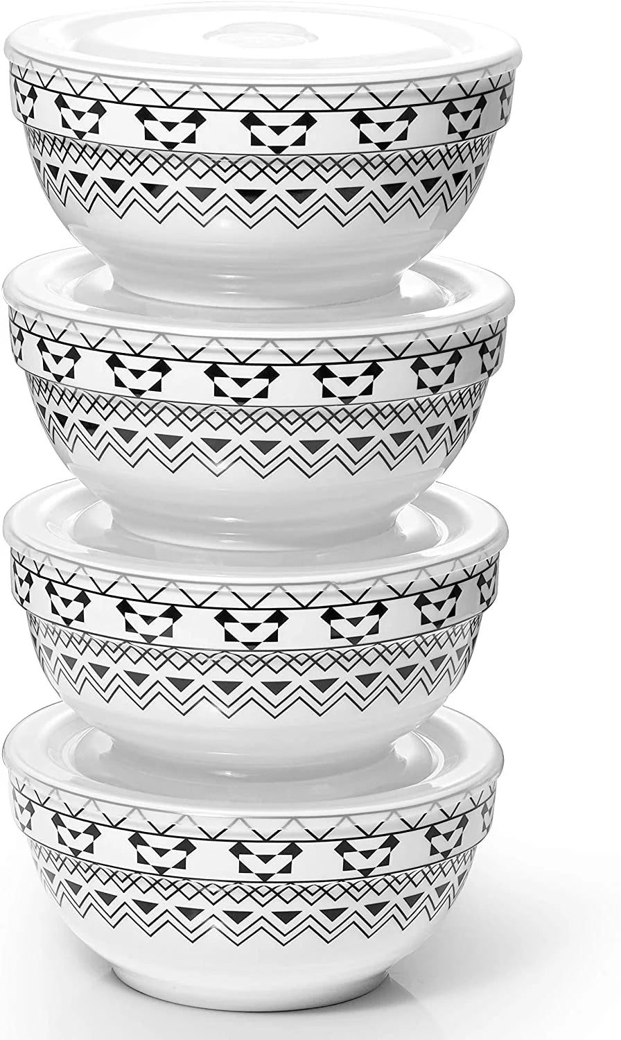 4 Pack 22 oz Porcelain Ceramic Bowls with Lid I3424