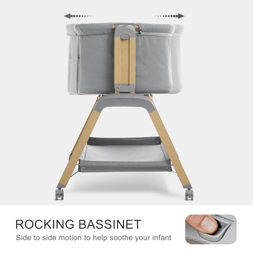 Navy Blue 3 in 1 Baby Bassinet with Mattress and Wheels U859332