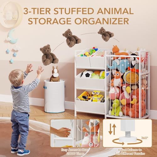 Pink Stuffed Animal Storage with 4 Removable Bins A353