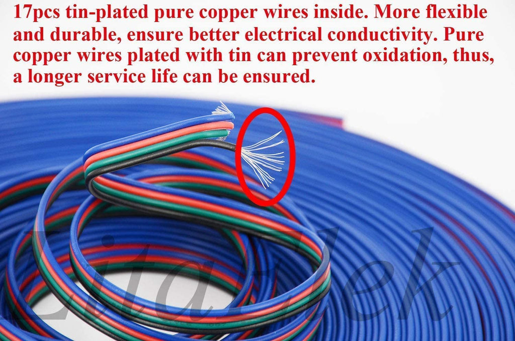 22AWG 10m/33ft 4 Pin RGB LED Extension Cable I261230