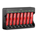8 Pack Rechargeable Lithium AAA Batteries 1200mWh with 8 Bay Smart Battery Charger Y661163
