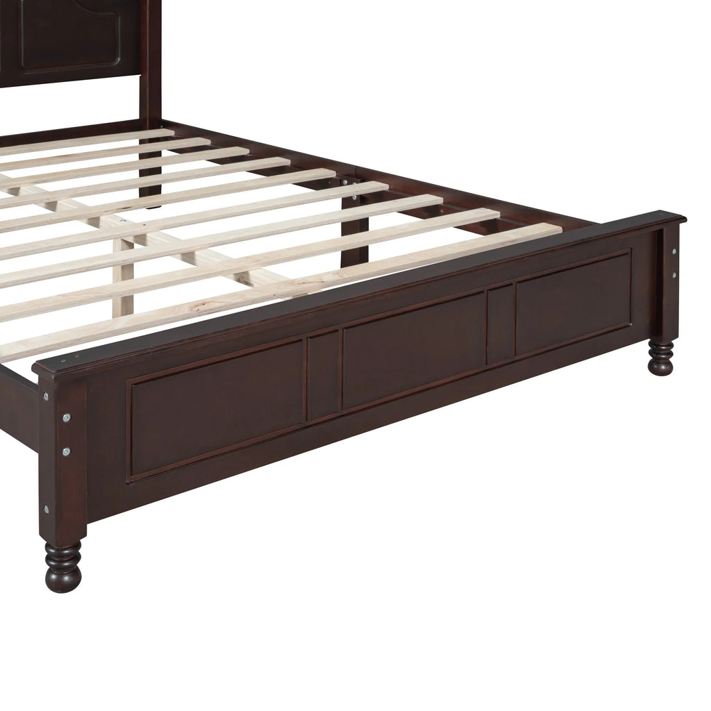 Dark Walnut Queen Size Wood Platform Bed Frame P858536