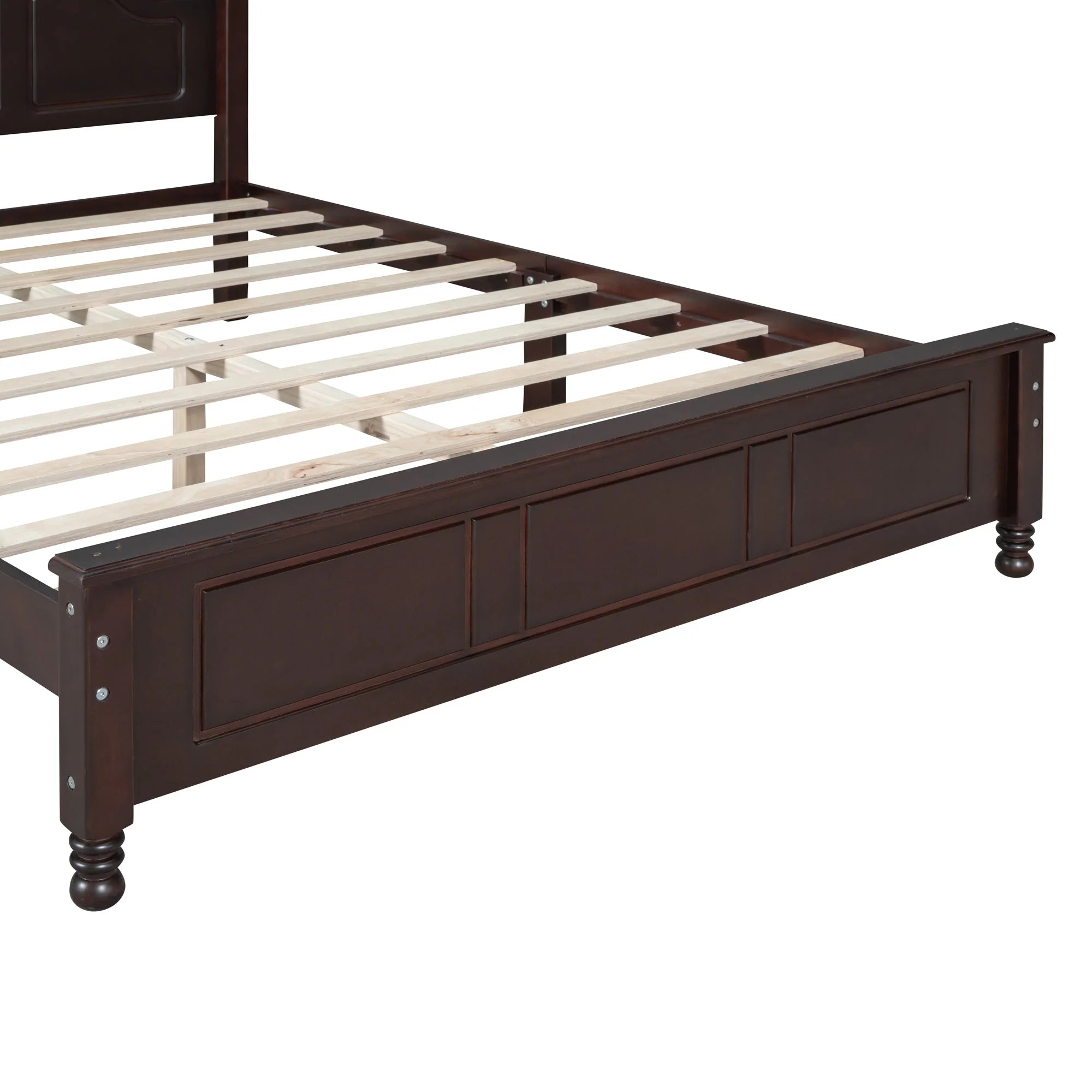 Dark Walnut Queen Size Wood Platform Bed Frame P858536