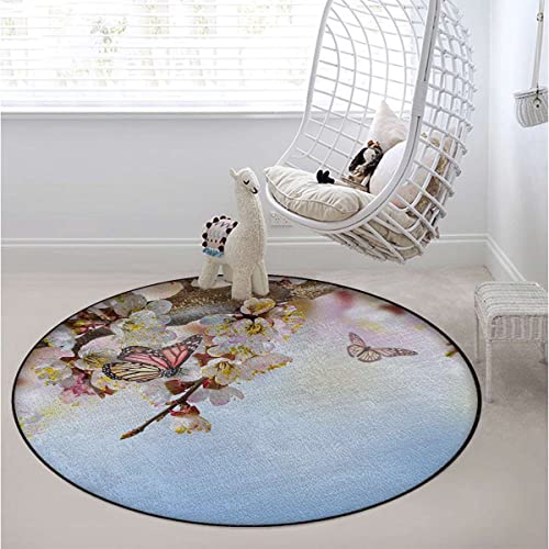 Grey Charcoal Bamboo Chair Mat Diameter 43.3 in H313