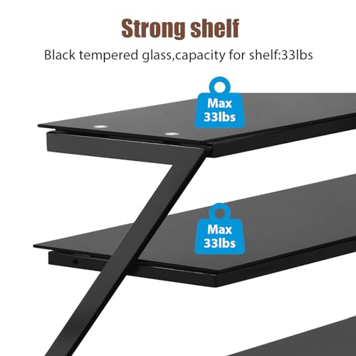 Height Adjustable Tempered Glass TV Stand with Metal Frame Z738
