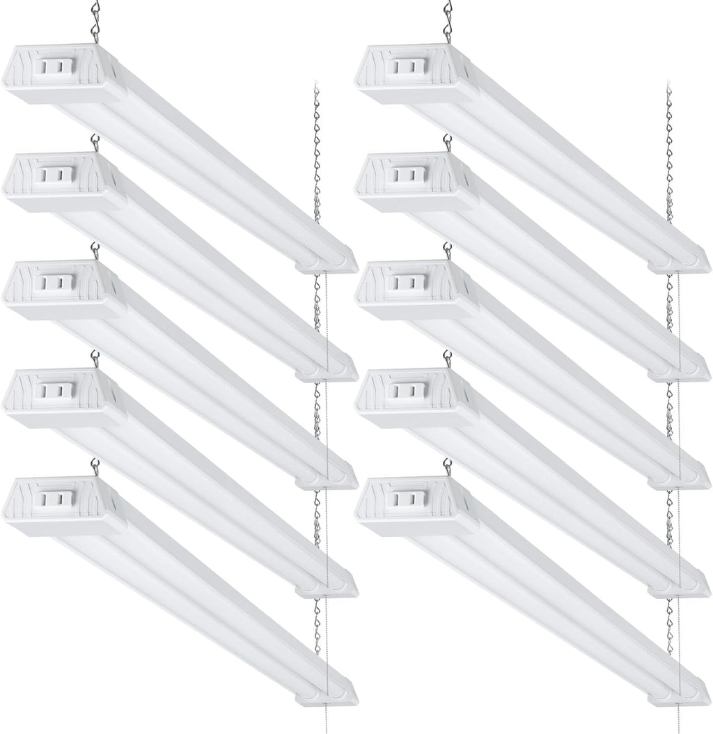 10-Pack 4FT 40W 5000K Daylight Linkable LED Shop Light with Pull Chain E664546