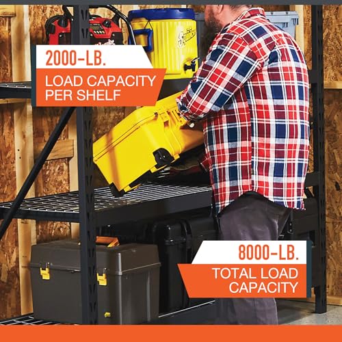 4-Tier Industrial Steel Shelving Unit, 8,000-Pound Load Capacity, 77" W x 24" D x 72" H G34466