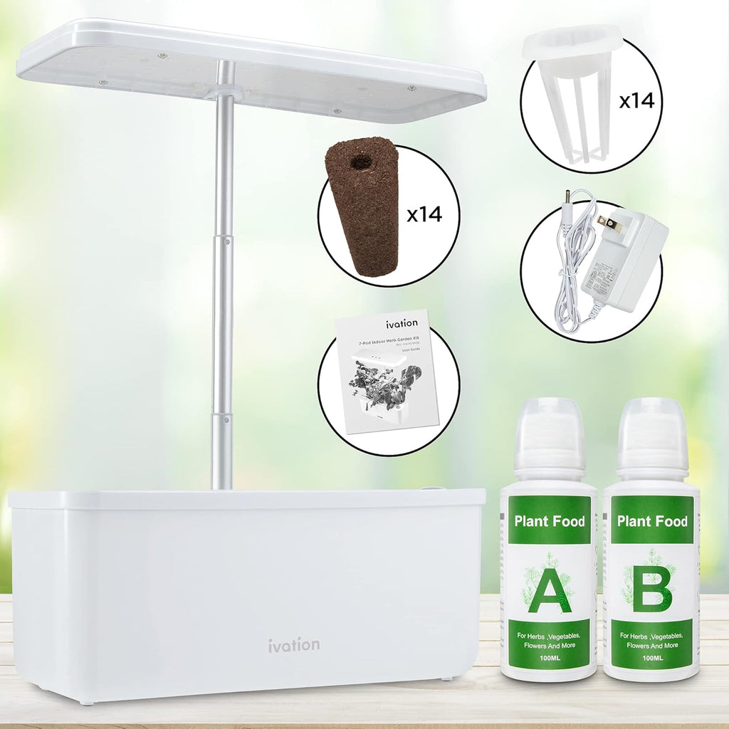 7-Pod Indoor Hydroponics Growing System Kit with LED Grow Light Y5638