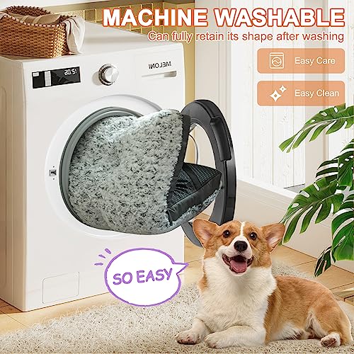 Grey Washable Plush Dog Bed, 35"x23" G8671