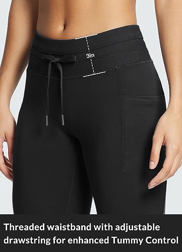 Women's Fleece Lined High Waisted Water Resistant Thermal Warm Winter Leggings with Pockets K347059