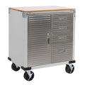 Heavy Duty Rolling Cabinet Workbench with Solid Wood Top, 34.5" H, 2-Door, Granite U71025