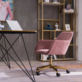 Pink Velvet Adjustable Height 360 Revolving Office Chair with Gold Metal Legs and Universal Wheels K9592