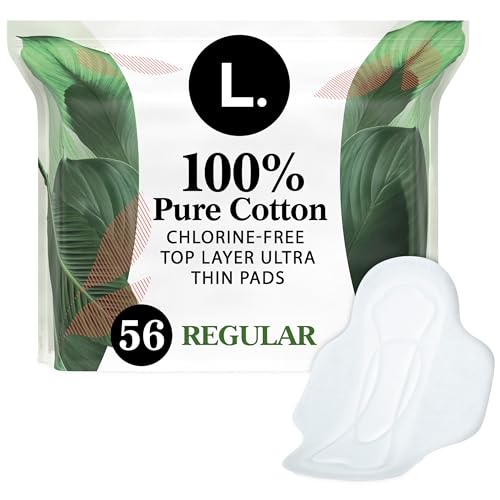 Pure Cotton Ultra Thin Pads with Wings, Unscented, 56 Count X41069