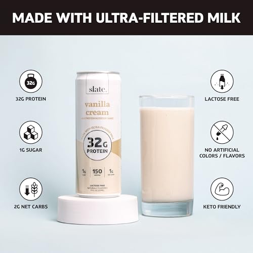 Vanilla Cream High Protein Nutrition Shake, 32g Protein, 1g Sugar, 150 Calories, 1g Net Carbs, Lactose Free, No Added Sugar, 11 fl oz, 12 Cans G5750