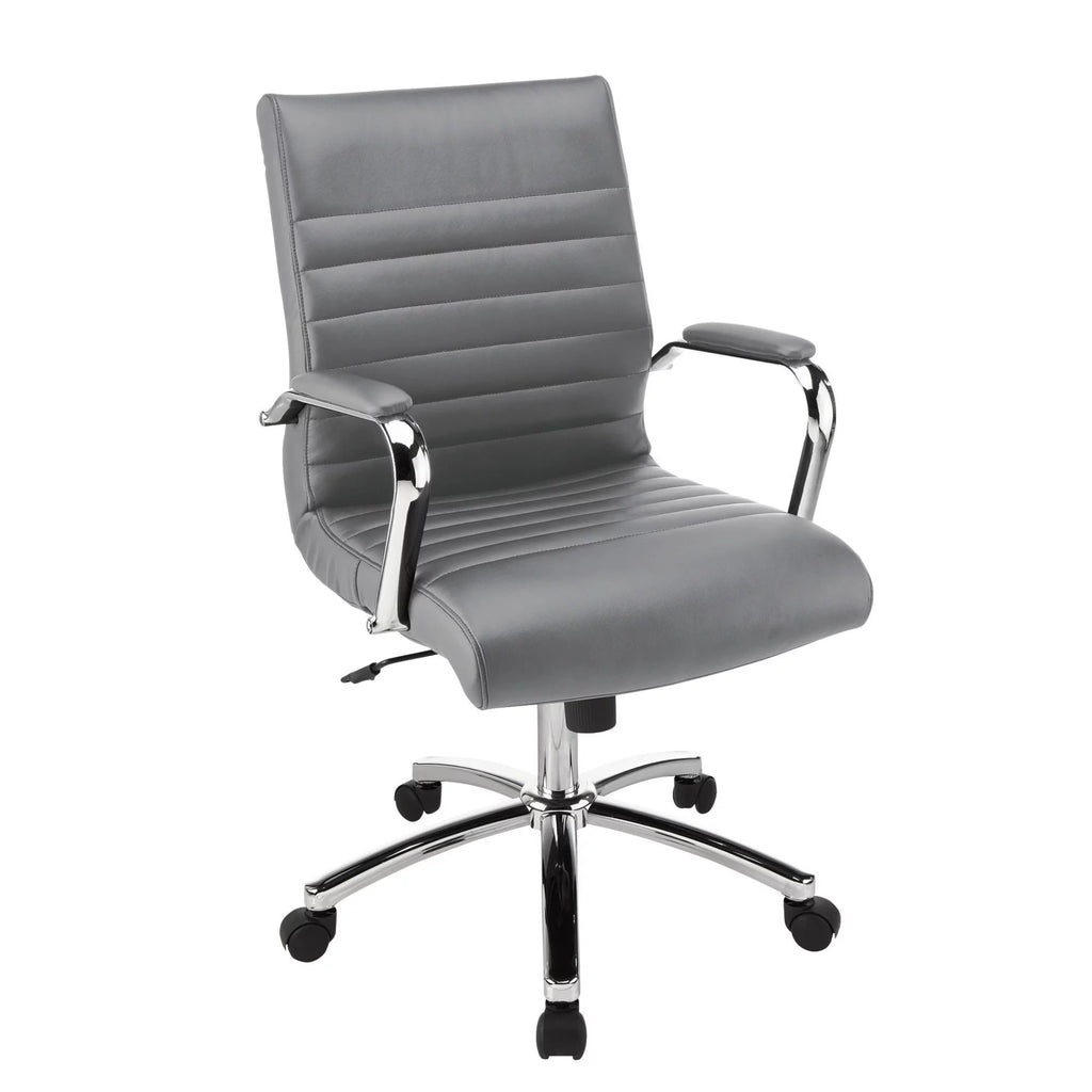 Gray Bonded Leather Mid-Back Chair D944