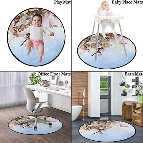 Grey Charcoal Bamboo Chair Mat Diameter 43.3 in H313