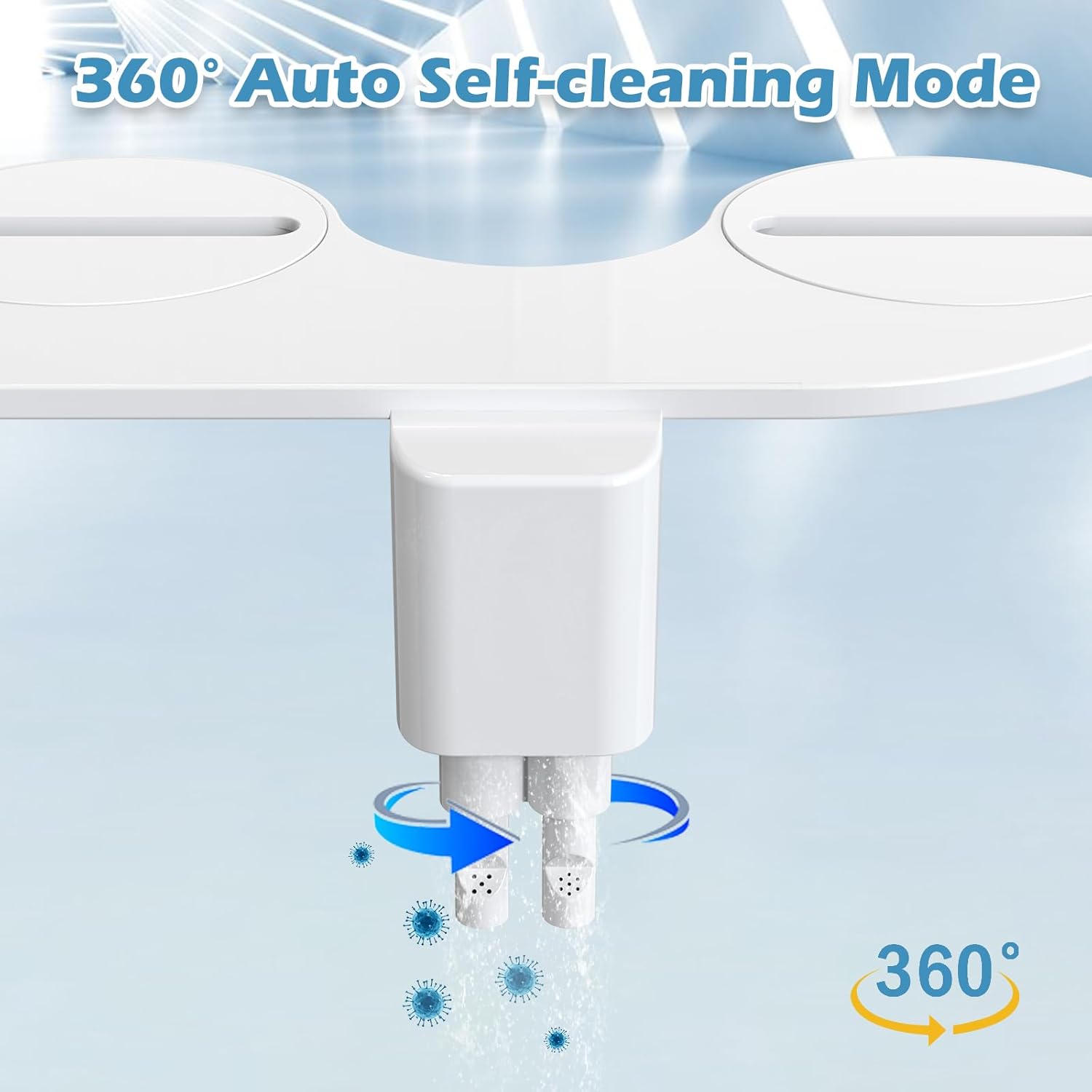 Ultra-Slim Bidet Attachment, Dual Nozzles, Adjustable Water Pressure, Non-Electric, Auto Self Cleaning V8920