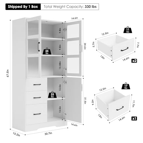 Black Tall Bookshelves with Glass Doors and 3 Drawers F901791