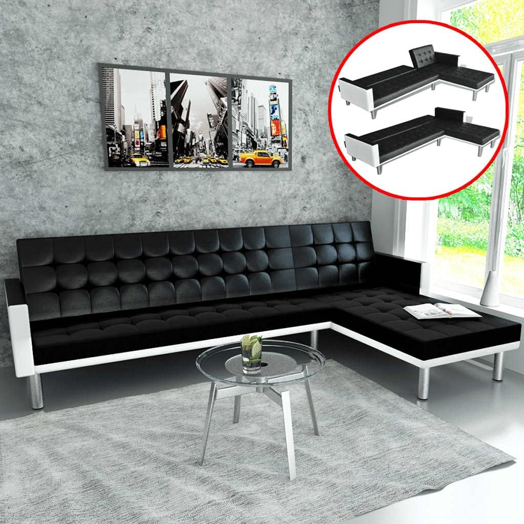 Black L-Shaped Sofa Bed Z4990