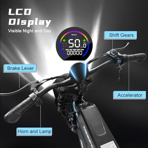 1500W Peak Brushless Motor 30 MPH Fat Tire E Bike with 624-2880Wh Removable Battery 20" Electric Dirt Bike with Dual Suspension and 7-Speed E668