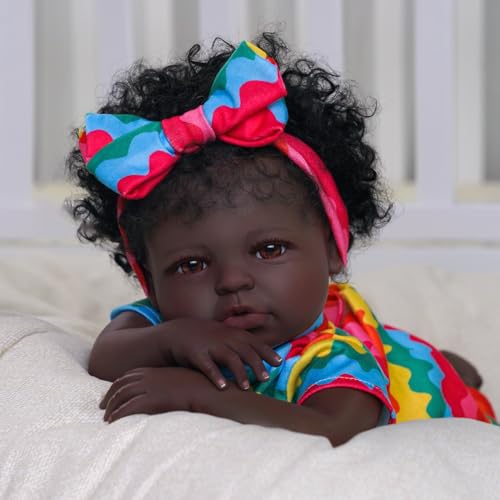 18-Inch Realistic Black Baby Doll with Clothes and Toy O52934