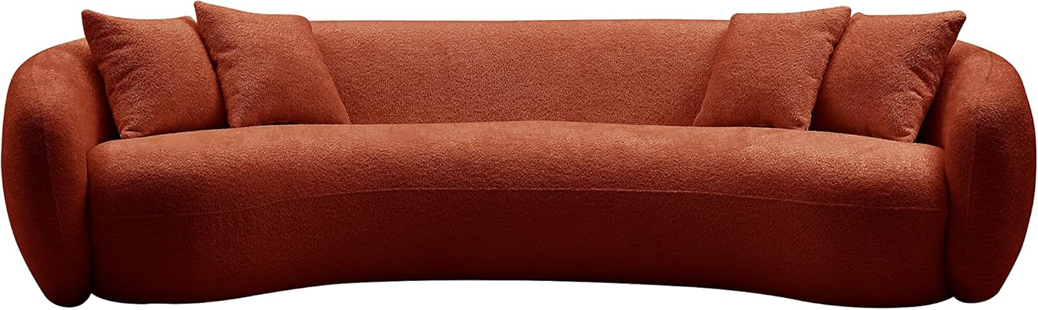 Orange Boucle 5 Seater Curved Sofa L36060