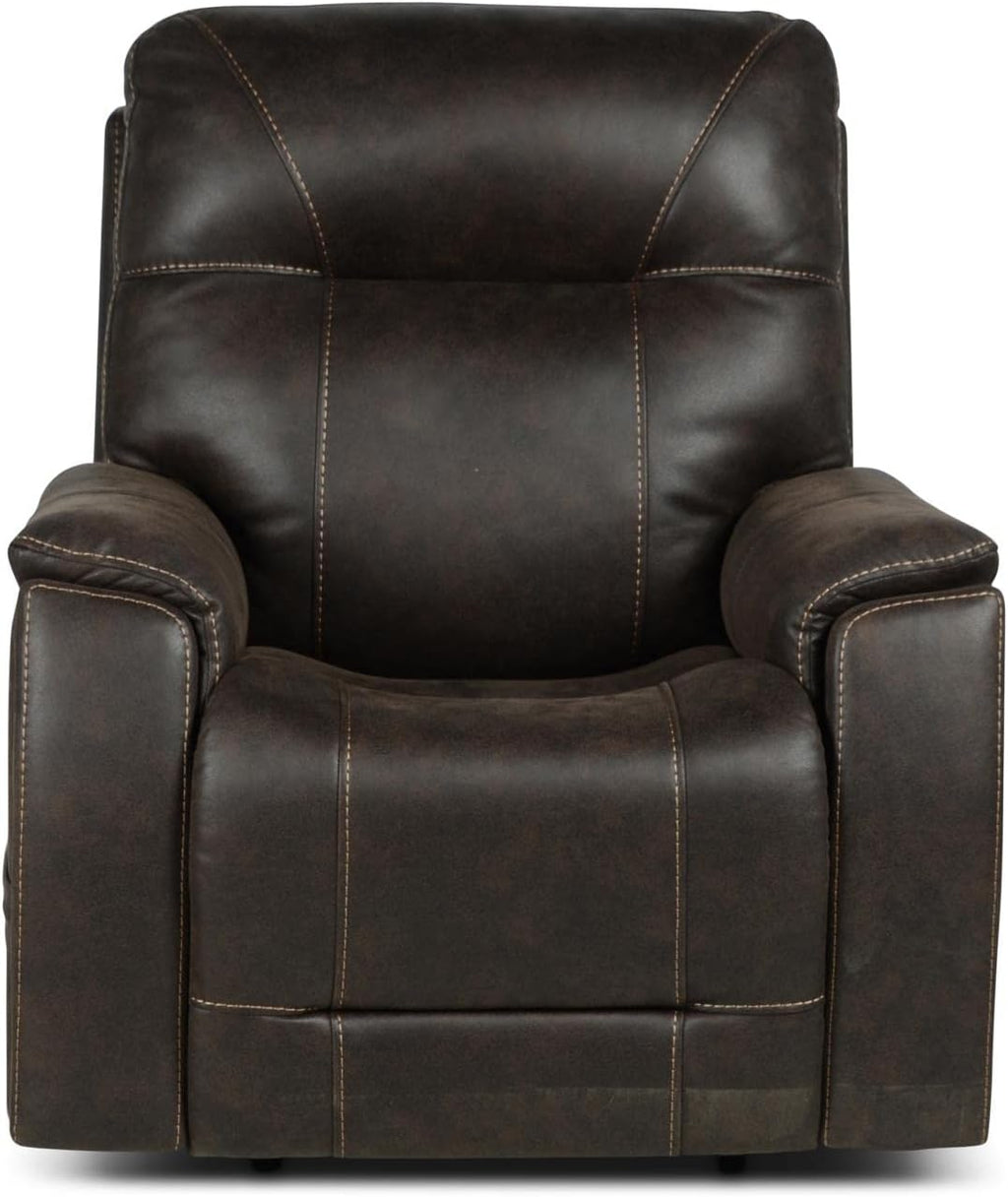 Saddle Brown Leatherette Power Recliner Chair O6811