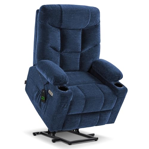 Navy Blue Fabric Power Lift Recliner Chair B603
