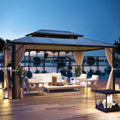 10'x13' Hardtop Gazebo with Curtains and Netting D653951