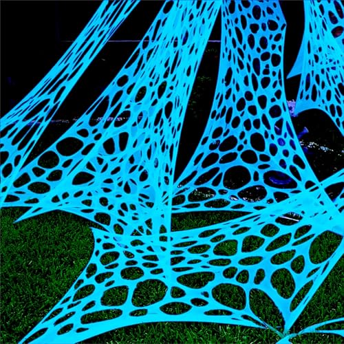 Blue Giant Outdoor Spider Web Decorations Set with 3 Blacklight (48FT x 4FT) I59909