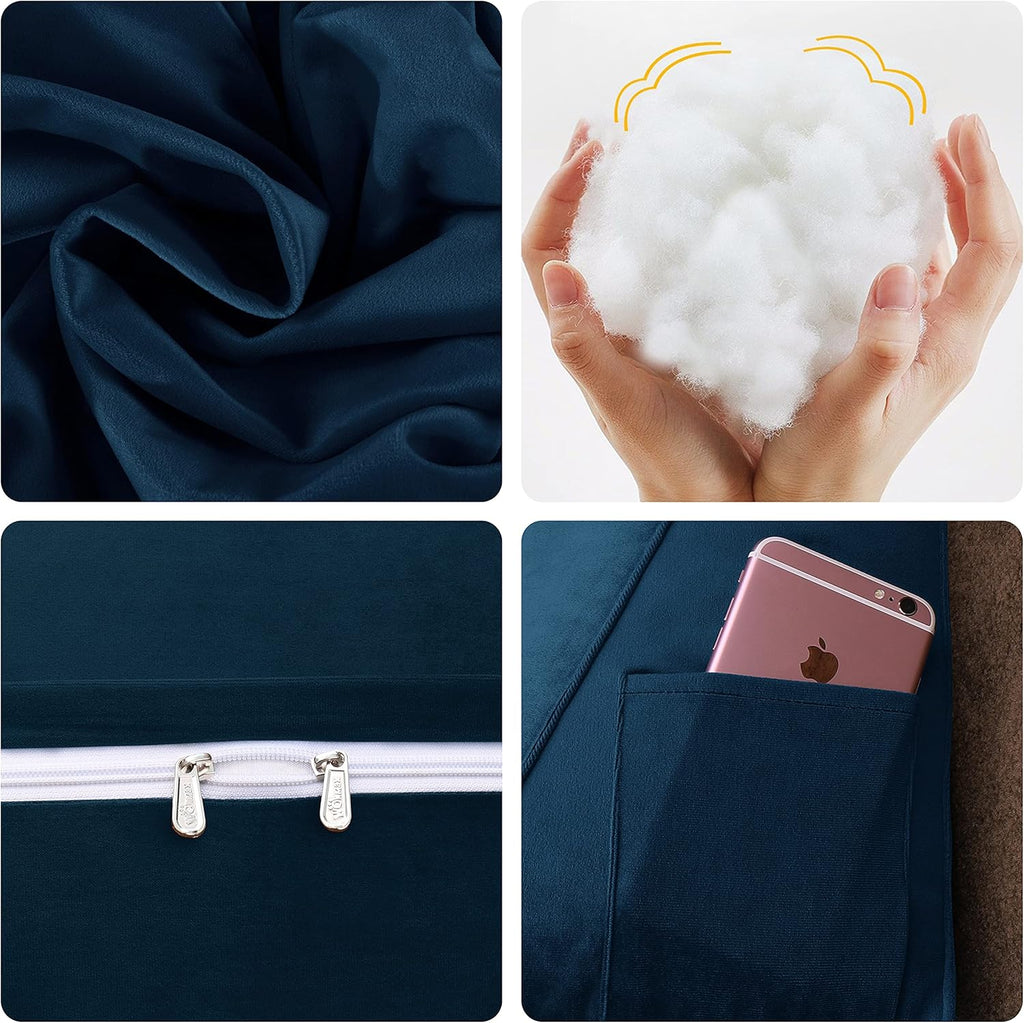 Deep Blue Velvet Large Reading Pillow Y6334