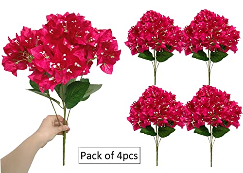 Set of 4 Artificial Bougainvillea Silk Flowers Bouquet (Fuchsia) F677