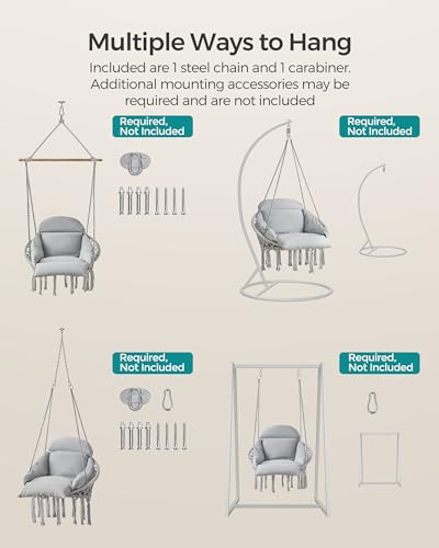 Cream White Hanging Hammock Chair with Cushion C518609