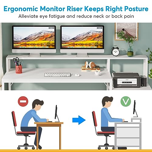 63 Inch Computer Desk with File Drawer Cabinet and Monitor Stand X910