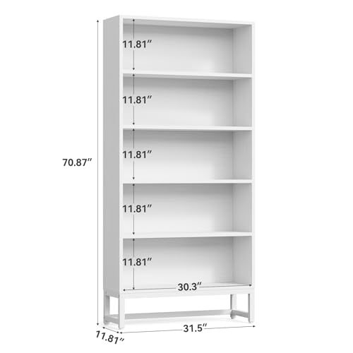 5-Tier Tall Bookcase with Closed Back Shelf W43943