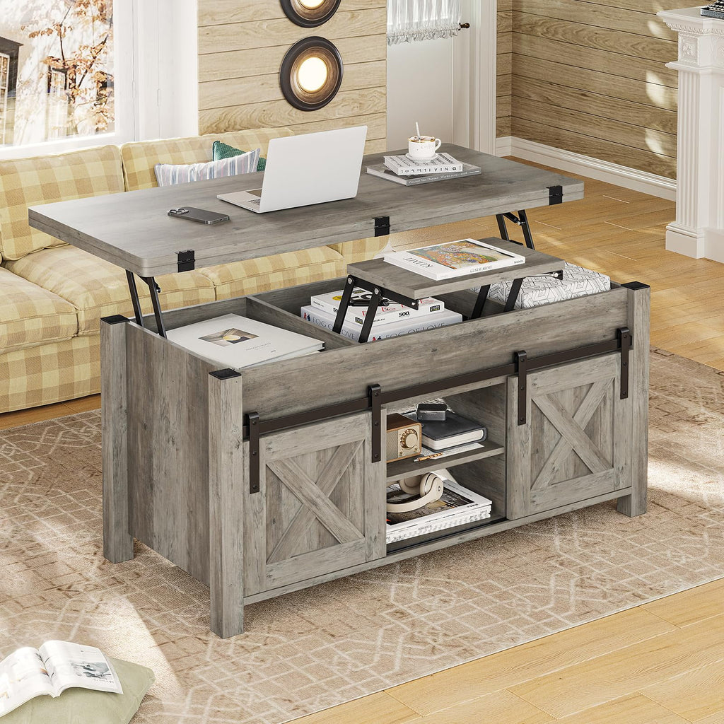 Gray Lift Top Coffee Table with Storage R9132