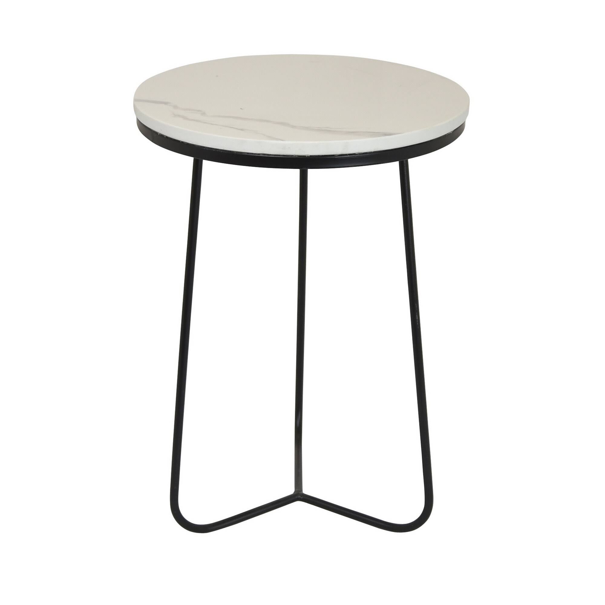 Metal Marble Top Plant Stand in White F61198