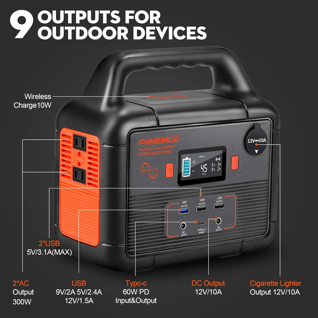 300W Portable Power Station, 266Wh Solar Generator, 72000mAh 60W PD Power Bank with Dual 110V AC Outlets L58452