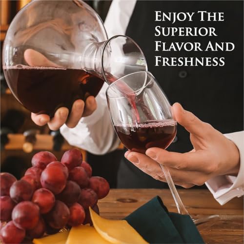 61 Ounce Wine Decanter with Aerator, Wine Carafe Set with 4 Glasses H722