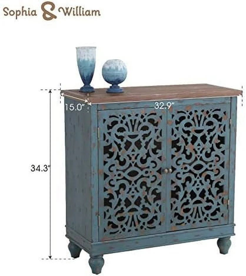Accent Cabinet with 2 Doors Distressed Wood Frame H861280