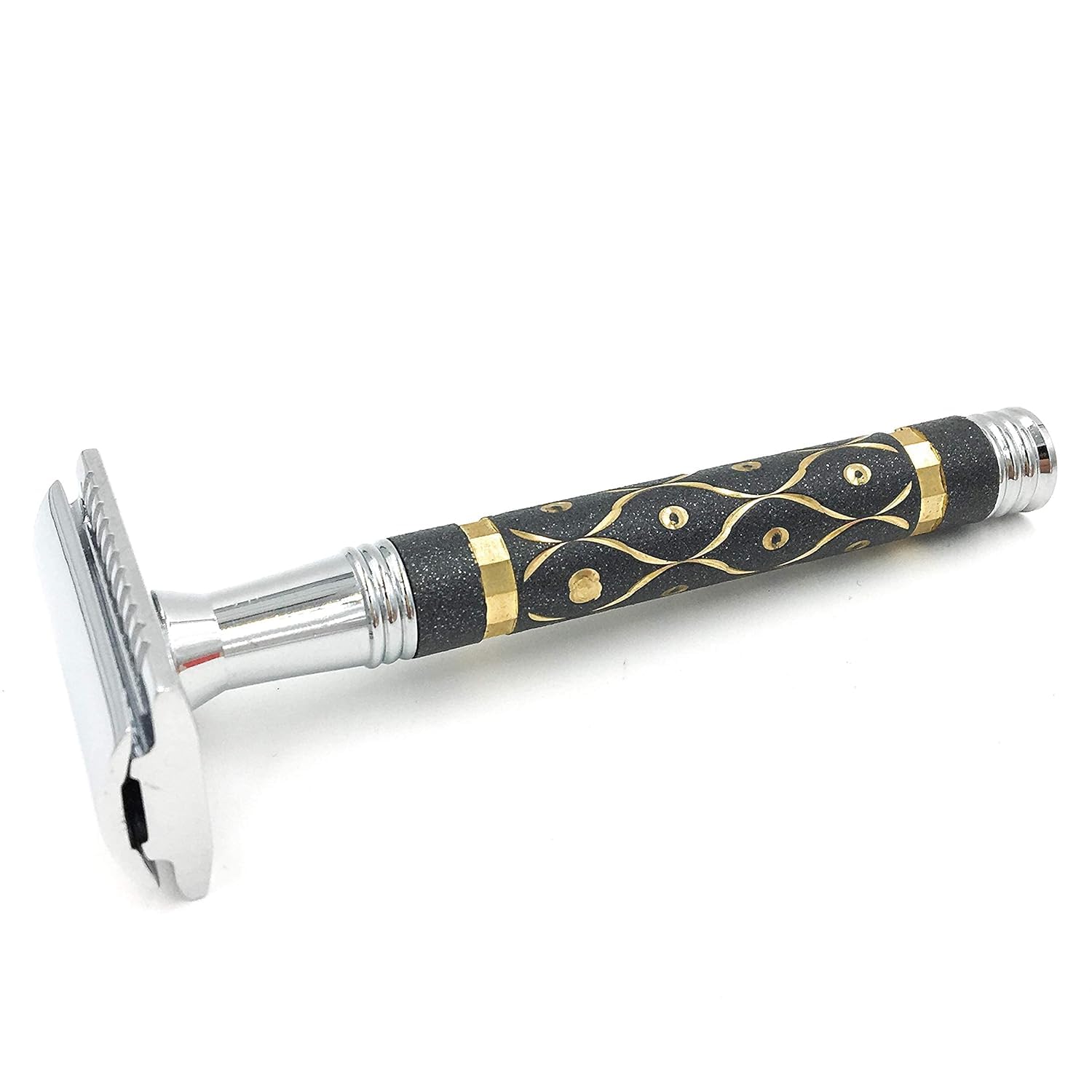 65R Super Heavyweight Gray and Gold Double Edge Safety Razor & 5 Blade Refills C64072