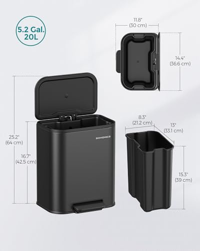 5.2-Gallon Stainless Steel Kitchen Trash Can with Lid Z8532