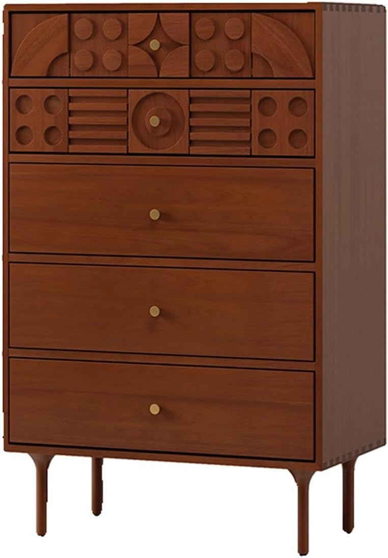 5 Drawer Wood Dresser with Gold Handles A606772