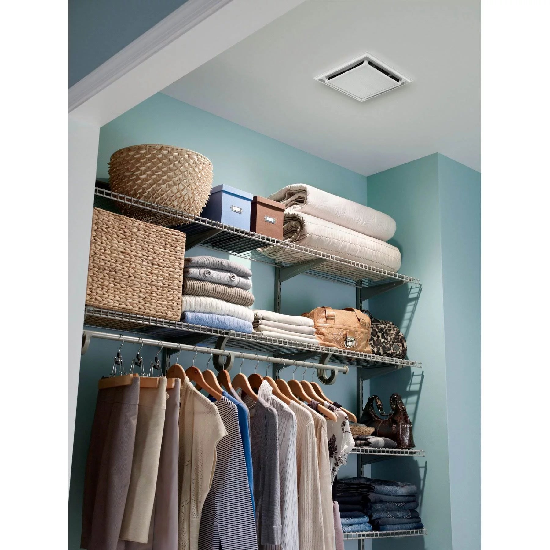 White Plastic-Grille Bathroom Ventilation Fan with Charcoal Filter B950502