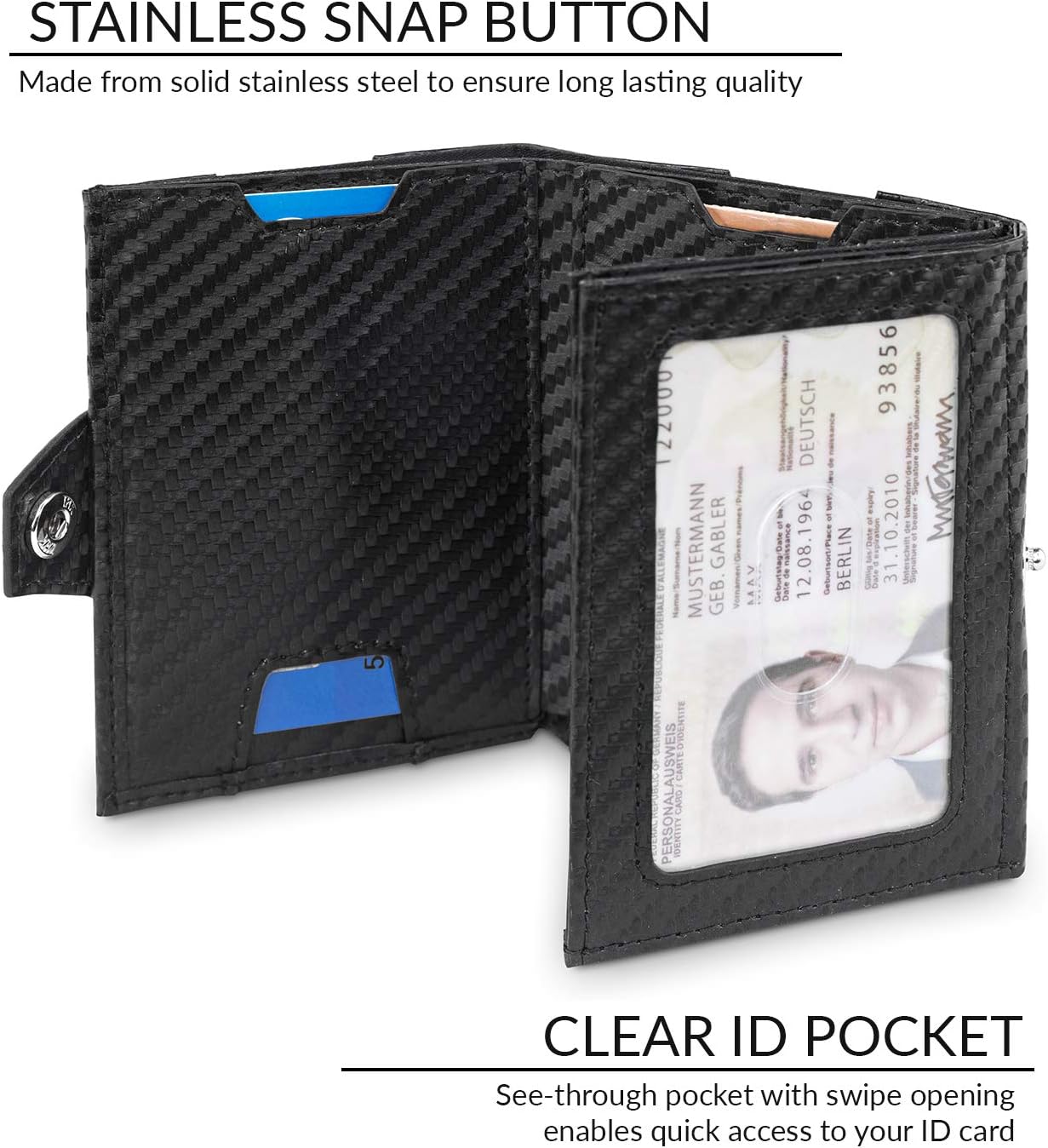 Slim Carbon RFID Minimalist Front Pocket Wallet N78998