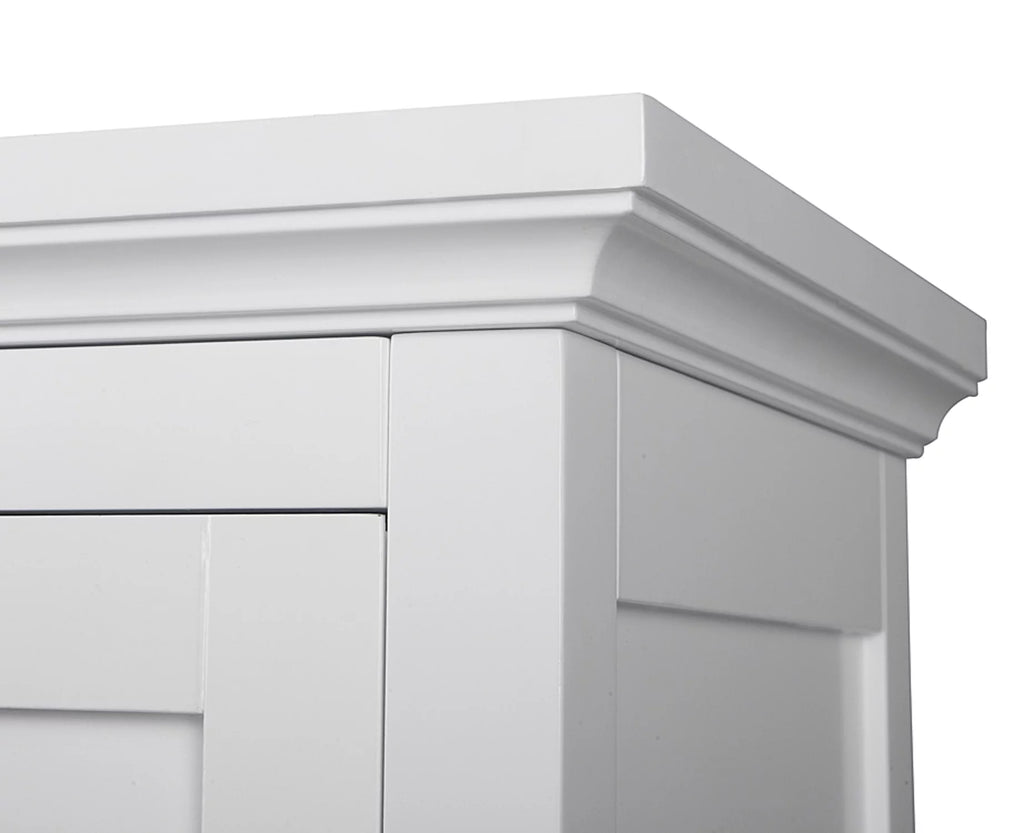 White Wooden Wall Cabinet with Shutter Doors M578