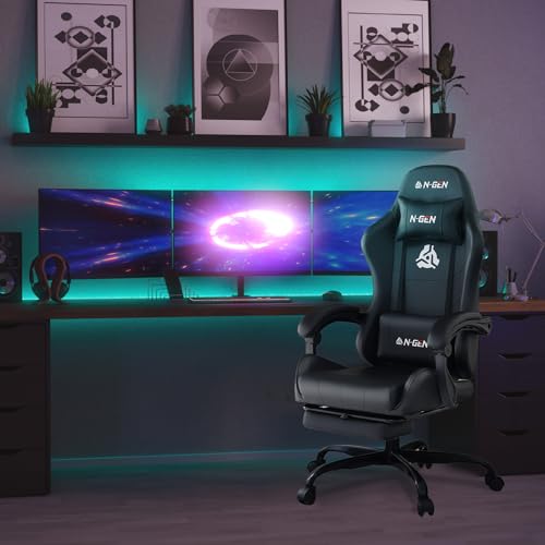 Black Ergonomic High Back Gaming Chair with Footrest W178