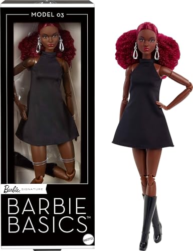Red Curly Hair Black Mini Dress Posable Doll Q98975